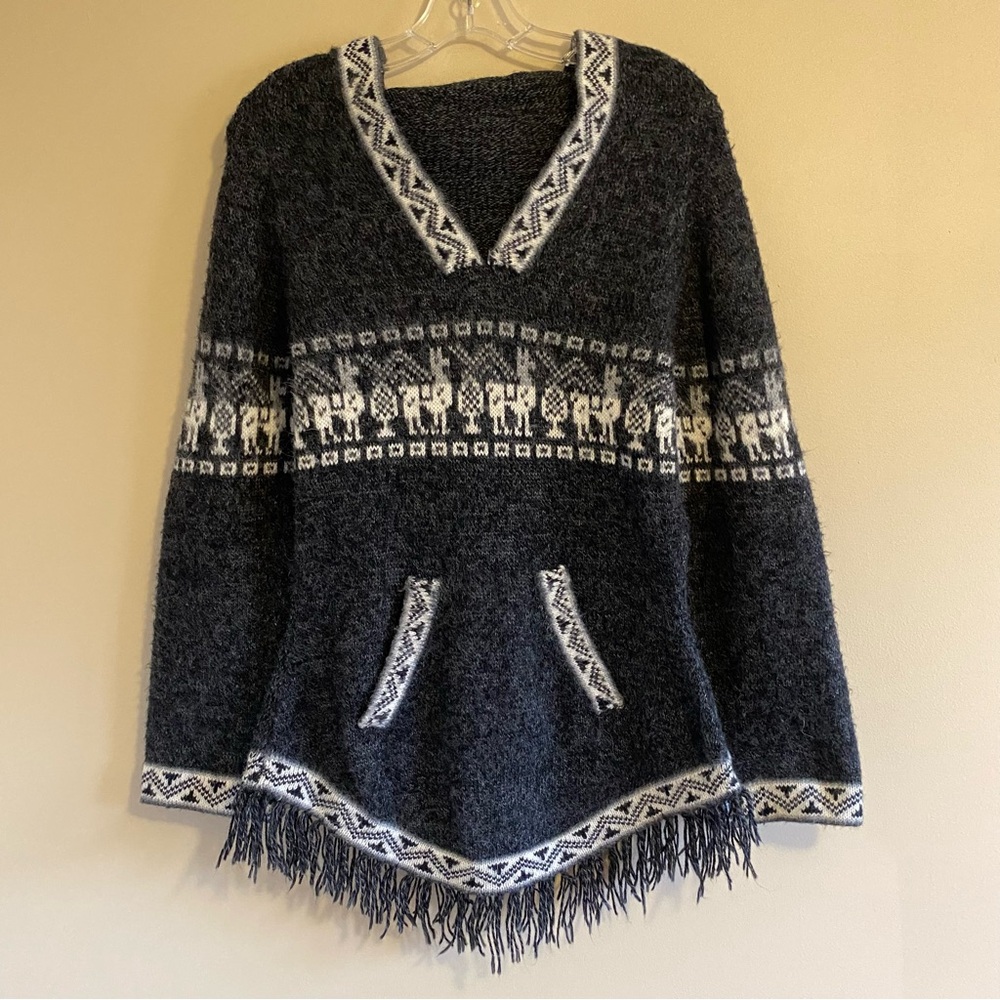 Cozy Soft Alpaca Blend Style Sweater - Warm Lightweight Knit, Hooded Pullover - Picture 10 of 11